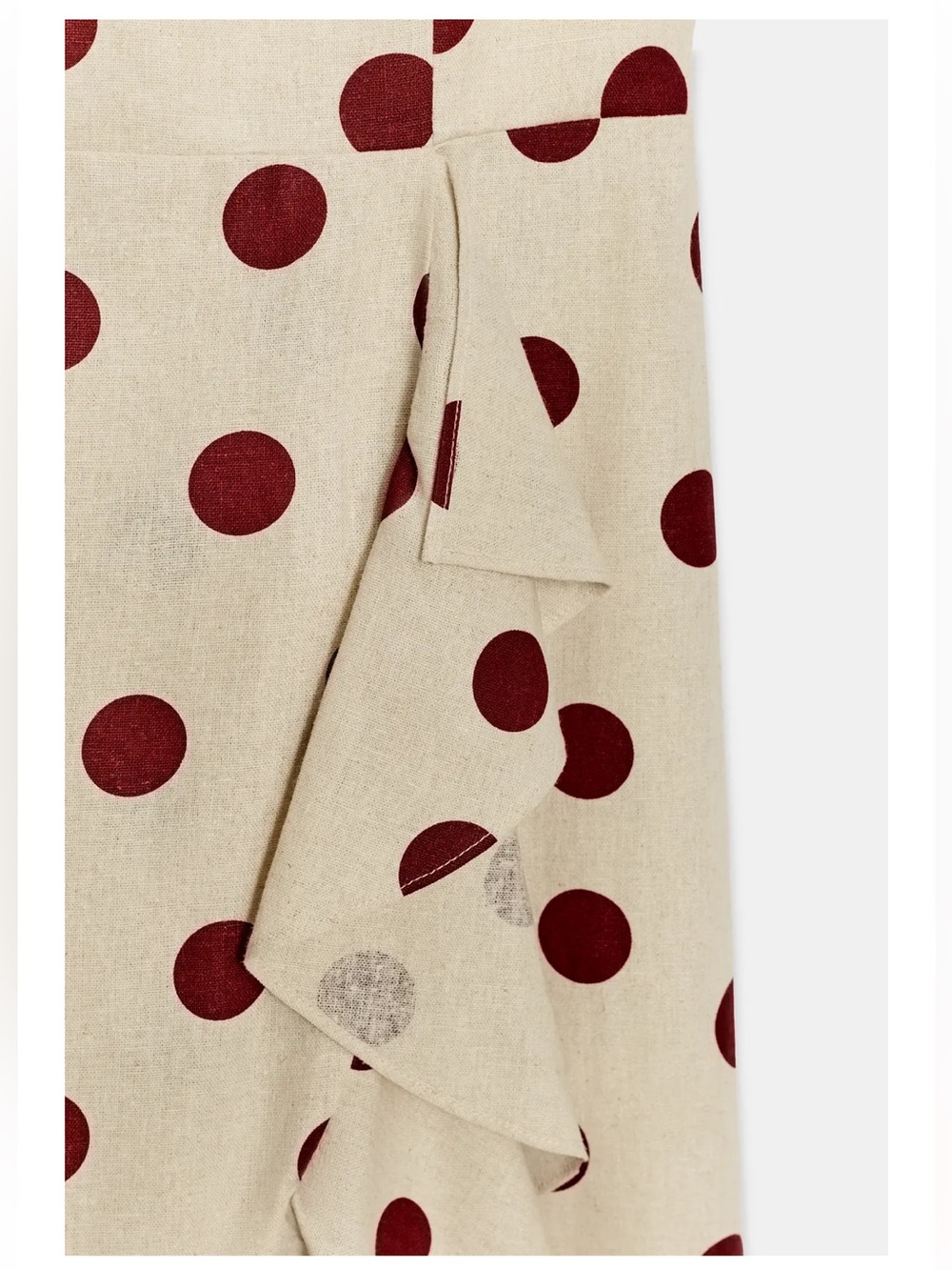 ZARA LINEN BLEND POLKA DOT MIDI DRESS - Picture 6 of 8